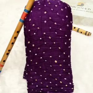 Purple Pure Gajji Silk Handcrafted Bandhani Saree with Lagdi Patta Pallu